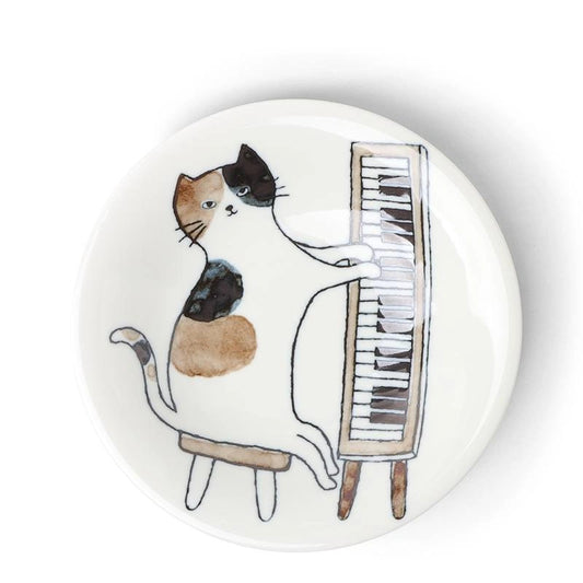Piano Cat Ceramic Plate (Japan)