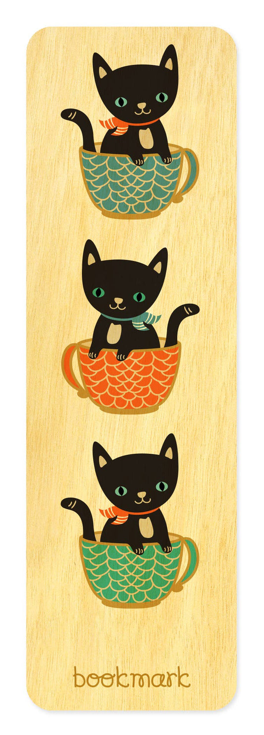 Cuppa Cat Wood Bookmark | Night Owl Paper Goods (AL)
