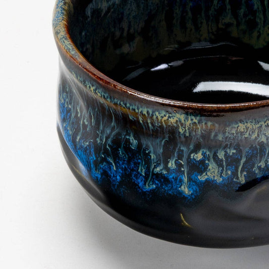 Matcha Bowl Black Blue Reactive Glaze (Japan)