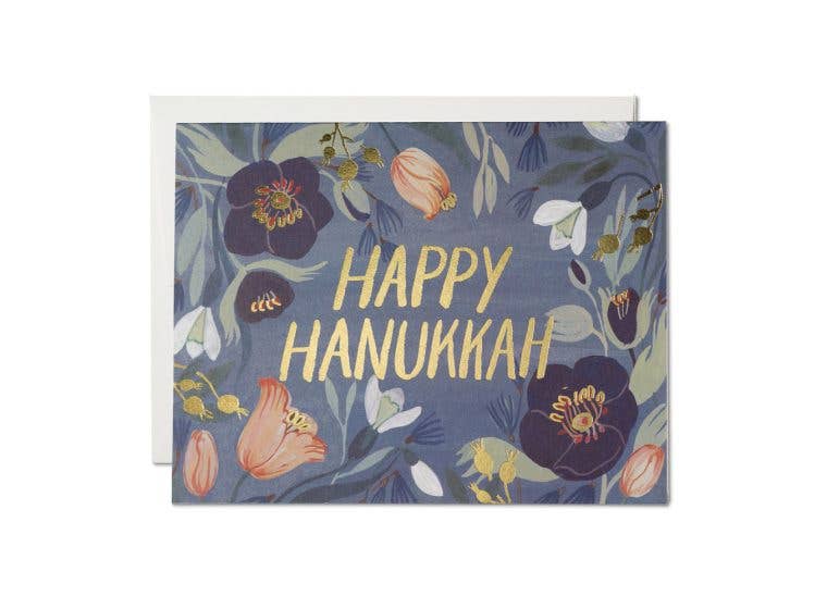 Hanukkah Flowers Hanukkah Greeting Card  |  Red Cap Cards (NH)