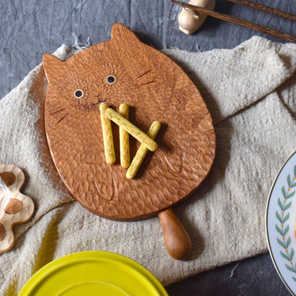 Hand Carved Cat Serving Board | Senser Woodcraft (NJ)