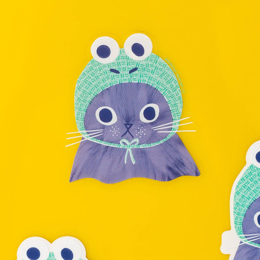 Frog Hat Cat Clear Sticker  | Bromstad Printing Co. (VA)