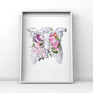 Floral Ribcage Anatomy Art Print | Trisha Thompson Adams (OK)