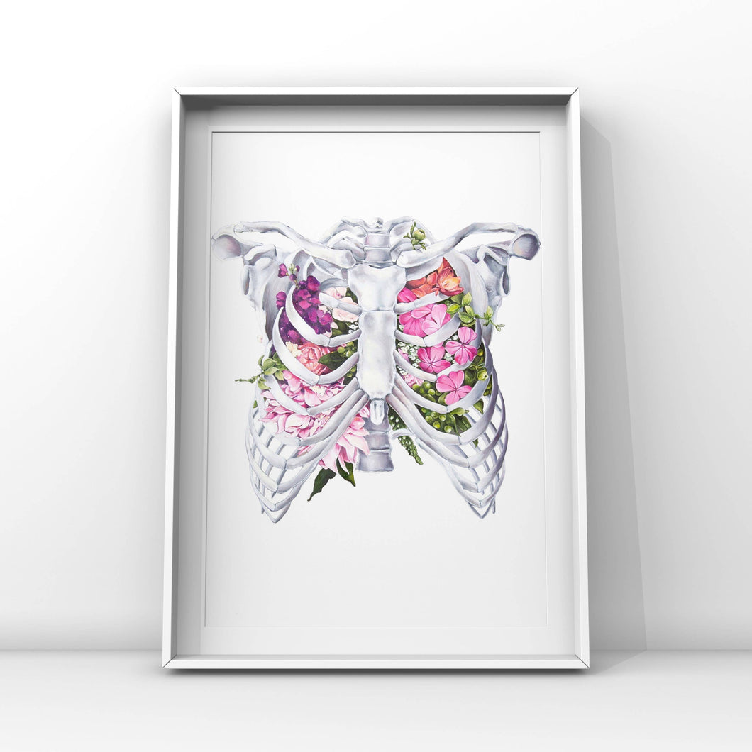 Floral Ribcage Anatomy Art Print | Trisha Thompson Adams (OK)