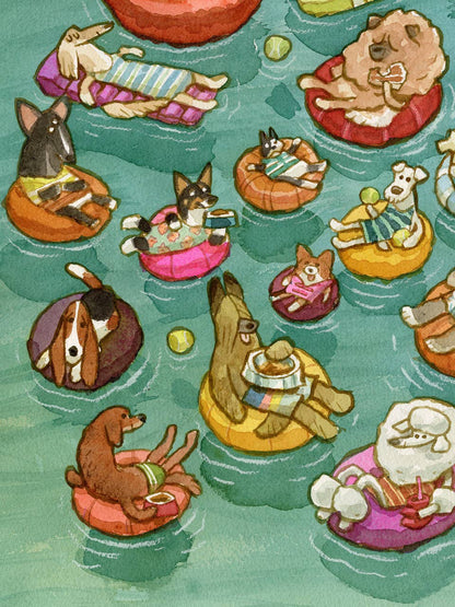 Tubing Dogs Art Print | Scott C (CA)
