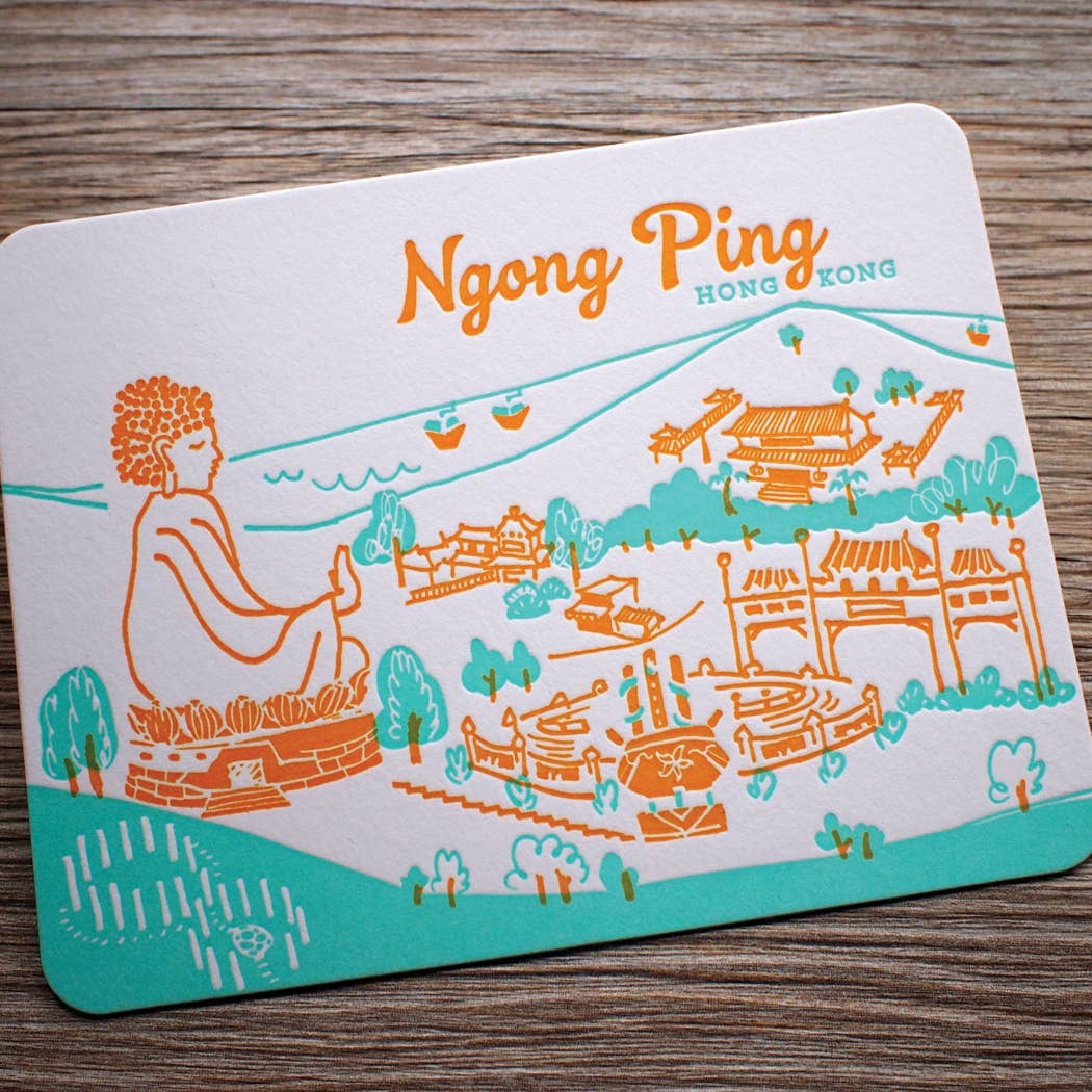 Ngong Ping Hong Kong Letterpress Postcard | ditto ditto (HK)
