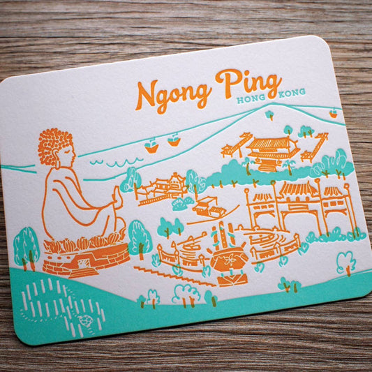 Ngong Ping Hong Kong Letterpress Postcard | ditto ditto (HK)