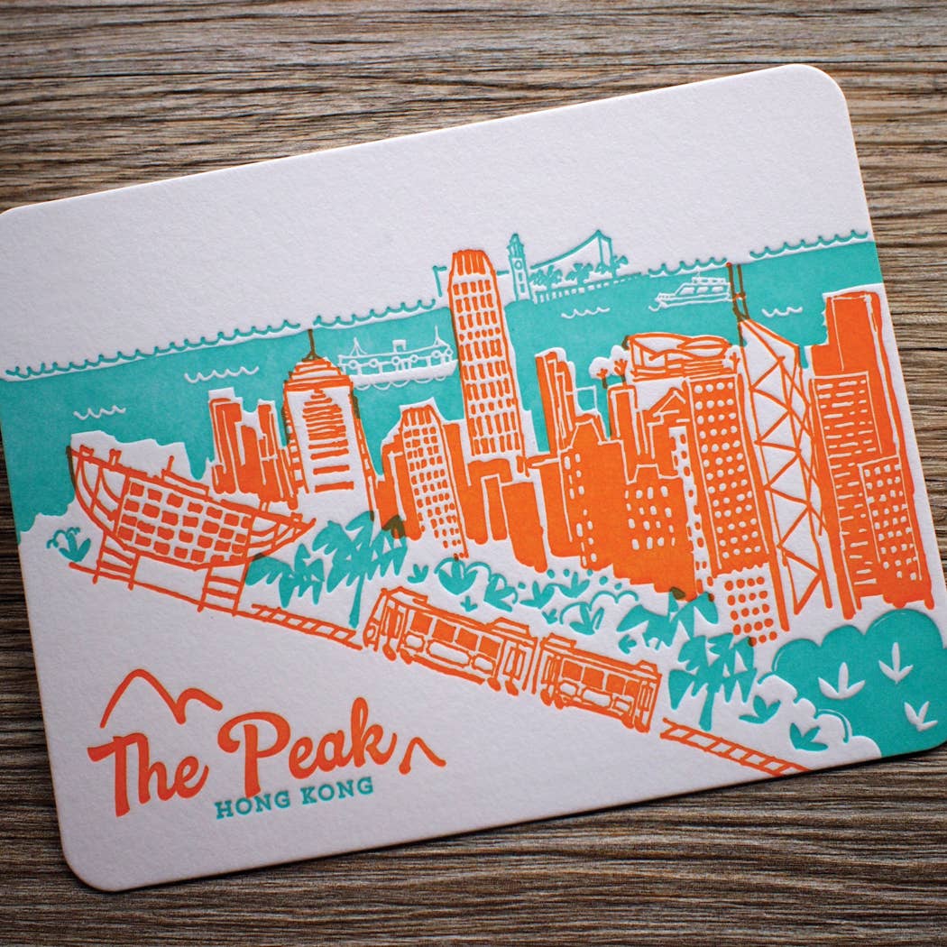 The Peak Hong Kong Letterpress  Postcard | ditto ditto (HK)