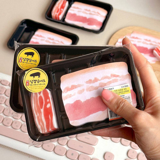 K-BBQ Pork Belly Pack  –Unique Design Memo Pad & Eraser (Korea)