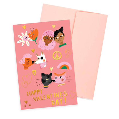 Kiss Faces Valentine's Notecard | Carolyn Suzuki (CA)