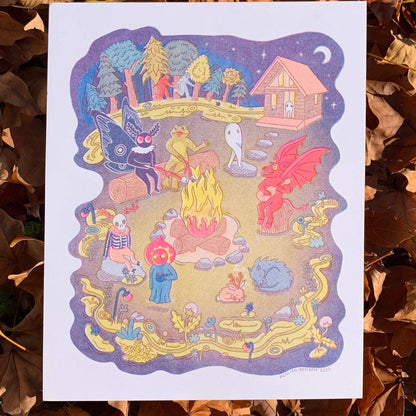 Camp Cryptid Risograph Print | Carrie Garrison (VA)