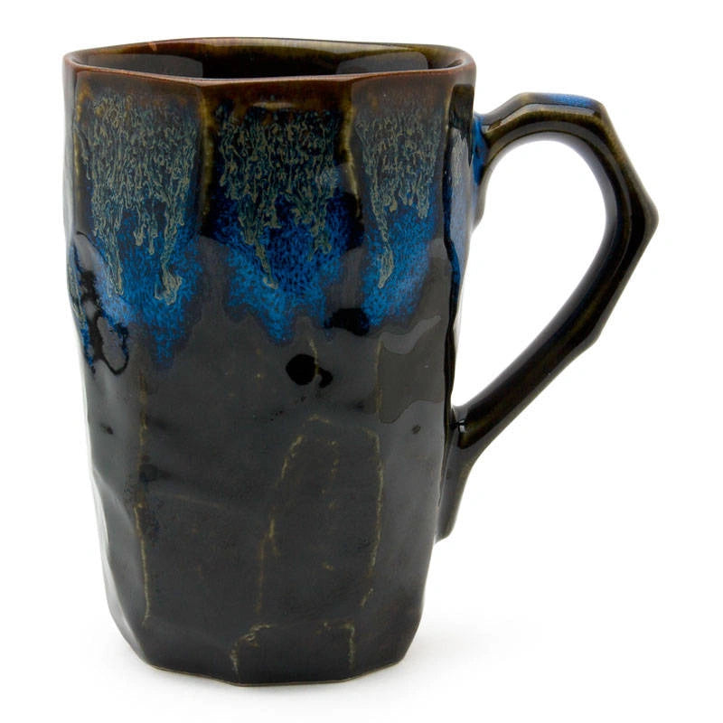 Tall Ceramic Boulder Mugs | Black/Blue | (Japan)