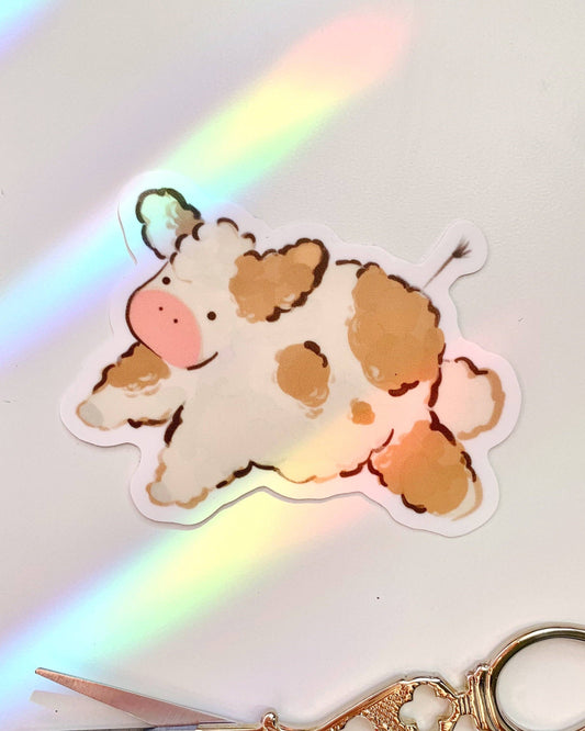 Fluffy Cow Vinyl Sticker | Chocolate (OR)