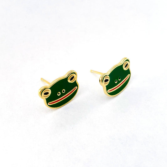 18k Gold Frog Enamel Earrings | Jenny Lemons (CA)