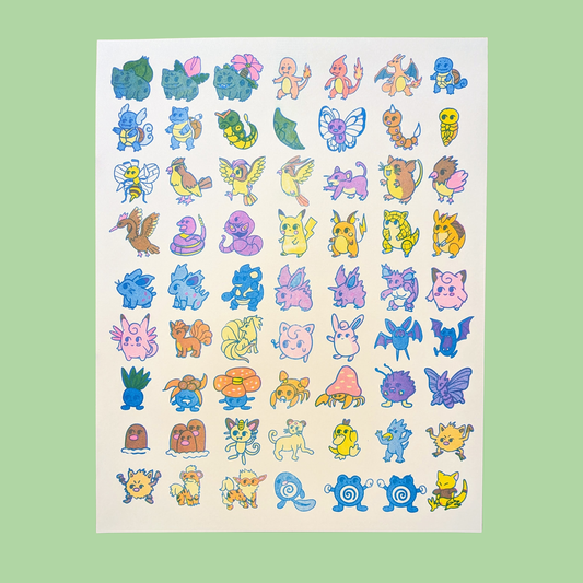 Minutemon Pokemon RIsograph Print |  Christina Hu (CA)