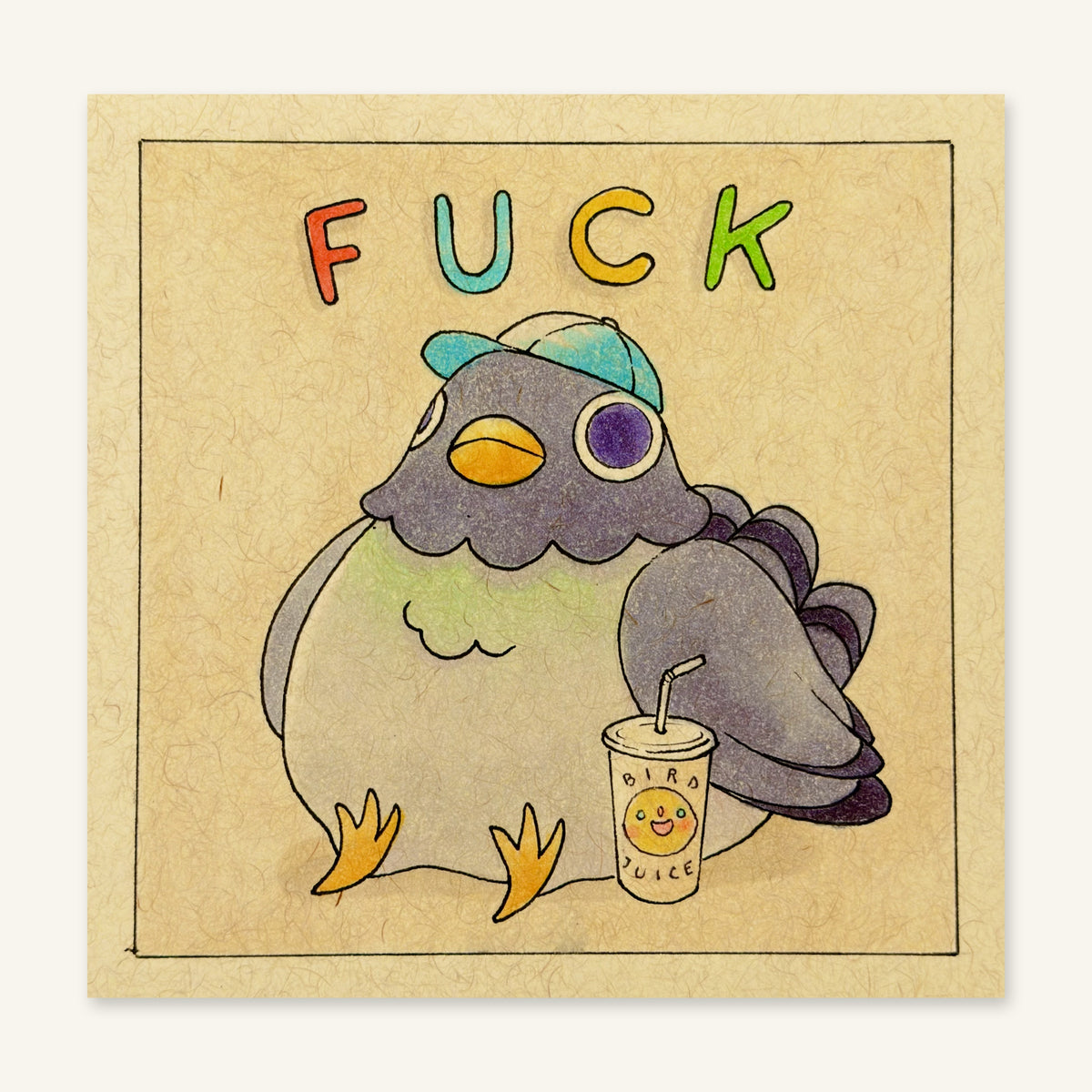 Fuck Pigeon 01 art print by Felicia Chiao – full-bleed print, flat view