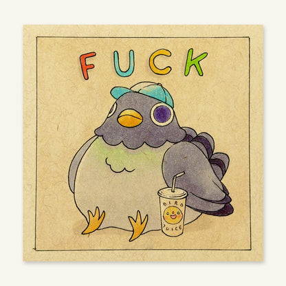 Fuck Pigeon 01 art print by Felicia Chiao – full-bleed print, flat view