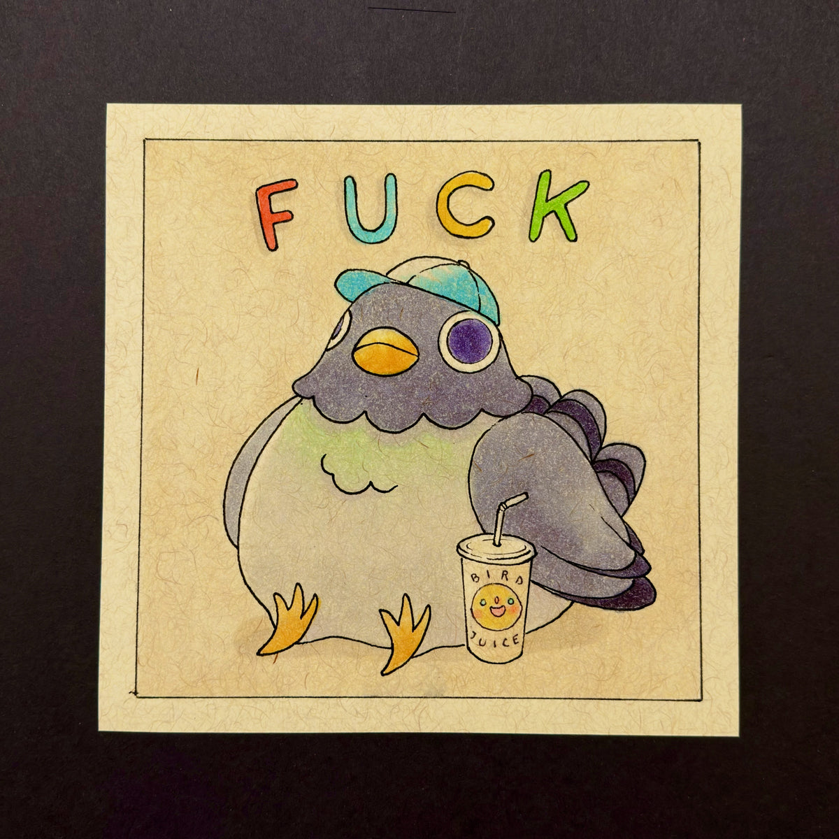 Fuck Pigeon 01 art print by Felicia Chiao – shown on display