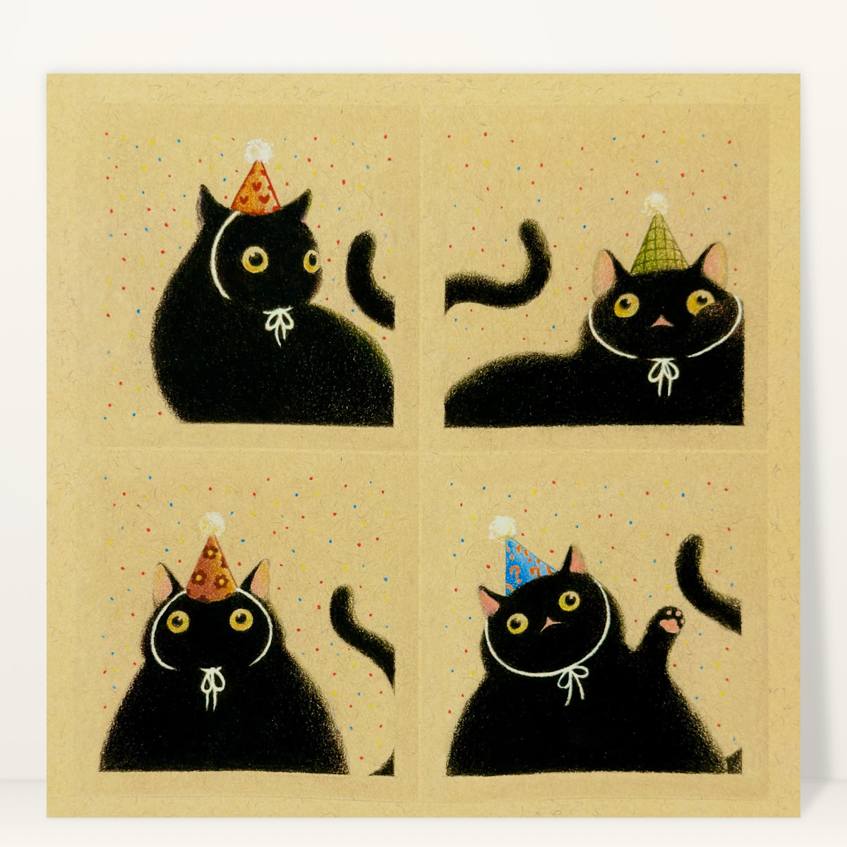 Party Cats in Party Hats art print by Felicia Chiao