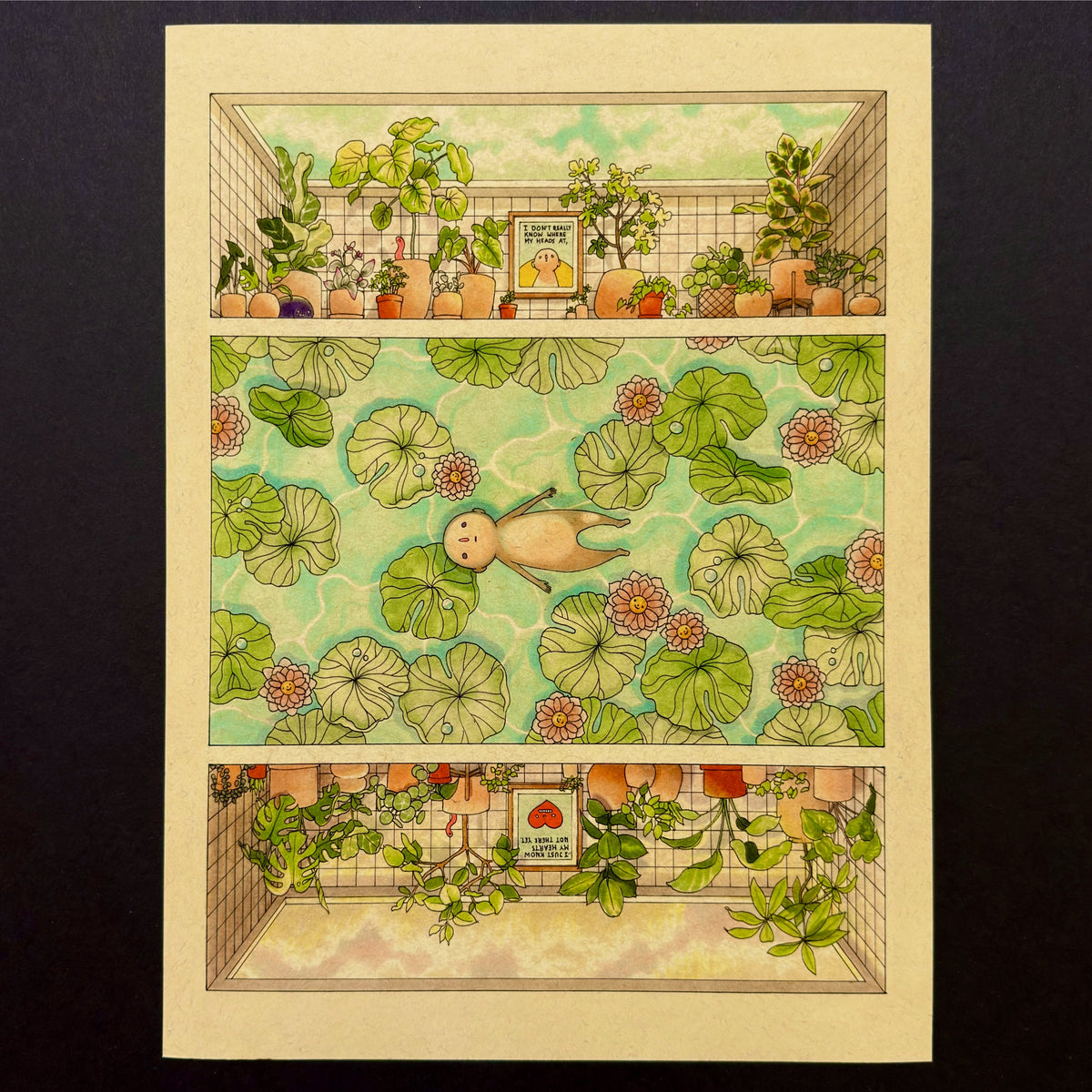 Pool art print by Felicia Chiao – shown on display