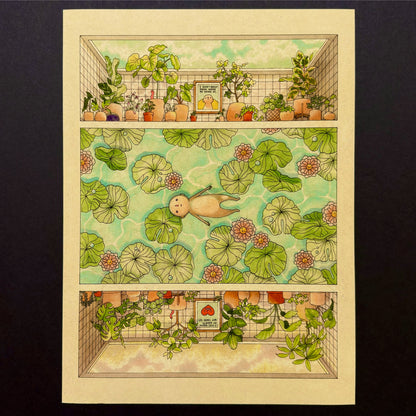 Pool art print by Felicia Chiao – shown on display
