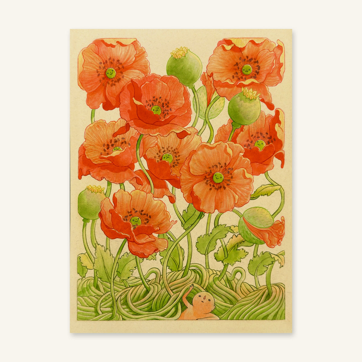 Poppy Season art print by Felicia Chiao – full-bleed print, flat view