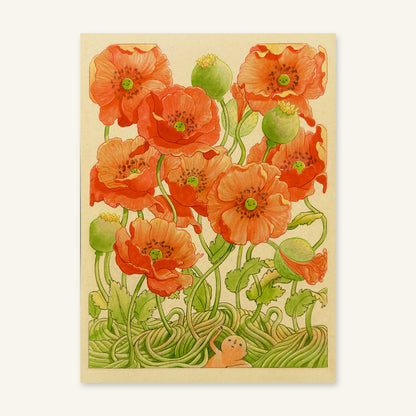 Poppy Season art print by Felicia Chiao – full-bleed print, flat view