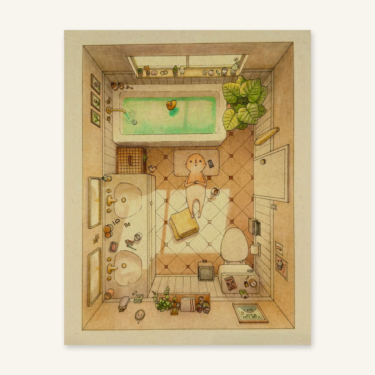 Waiting for the Tub to Fill art print by Felicia Chiao – full-bleed print, flat view