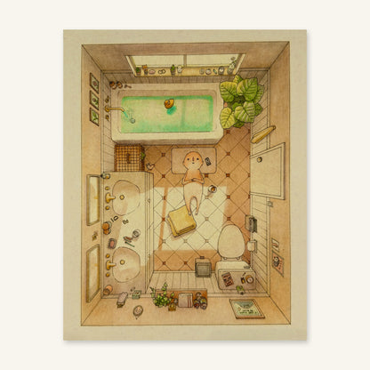 Waiting for the Tub to Fill art print by Felicia Chiao – full-bleed print, flat view