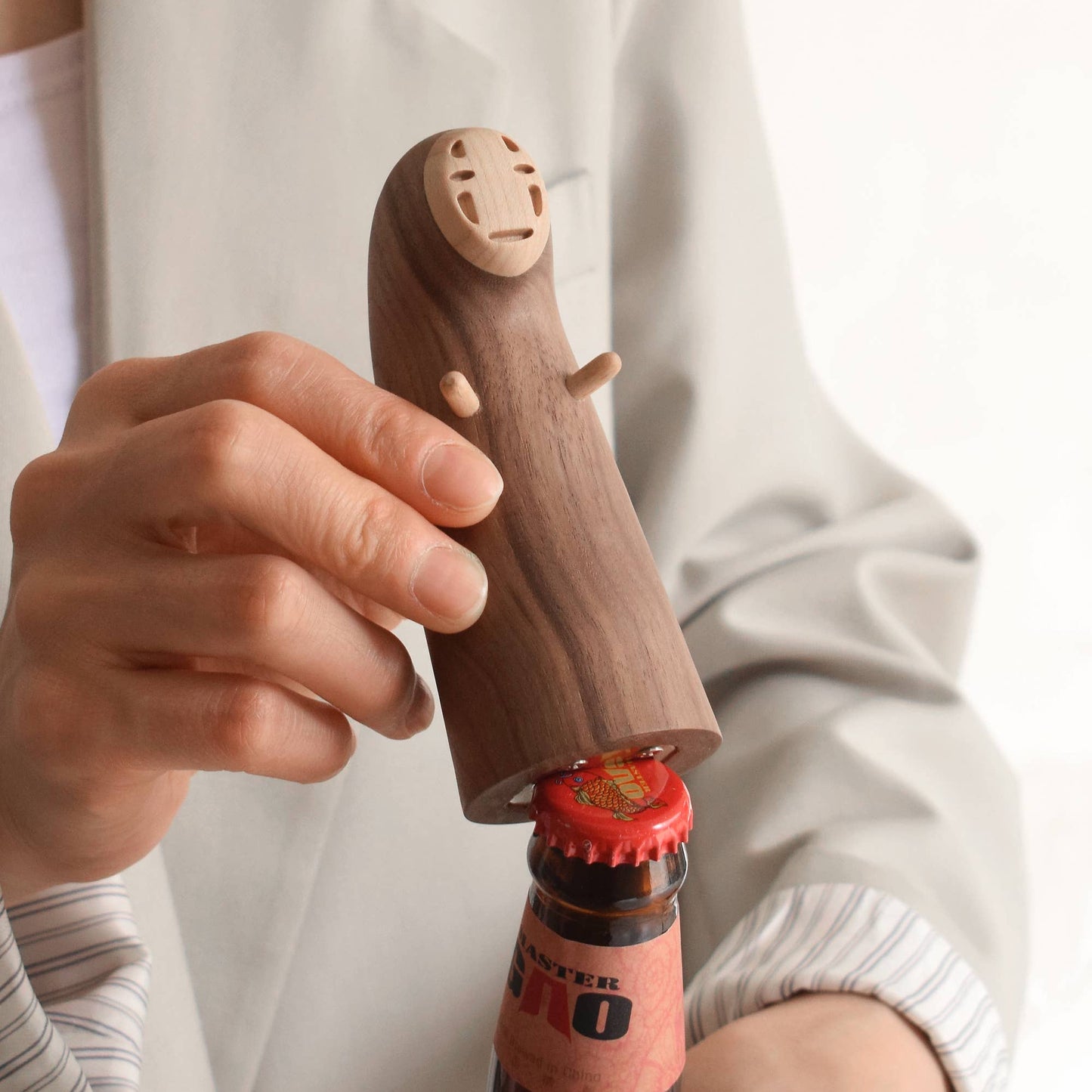 No-Face Bottle Opener | Handcrafted in Black Walnut/Sapele | Senser (NJ)