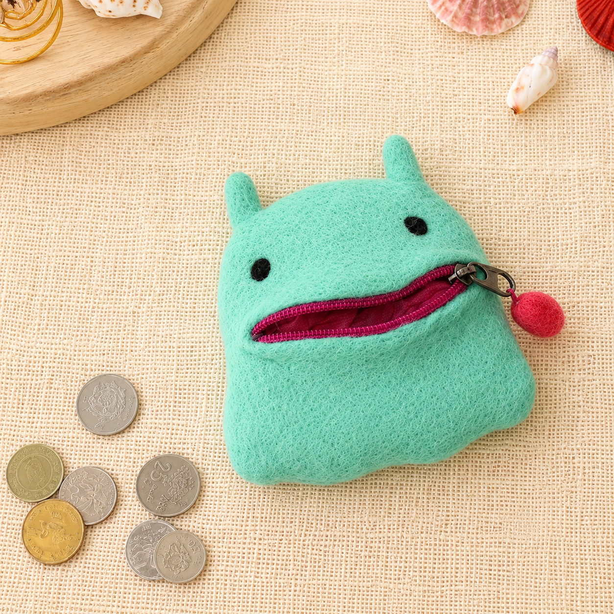 Felt Flapjack Octopus Zipper Pouch (Japan)
