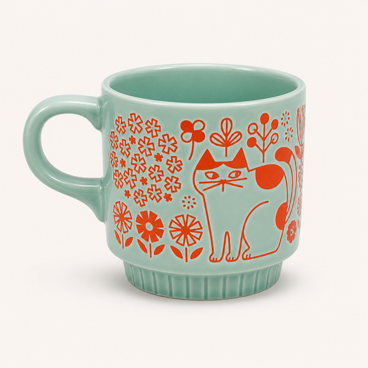 Flower Garden Cat Mug | Decole (Japan)