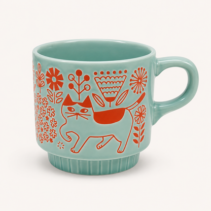 Flower Garden Cat Mug | Decole (Japan)