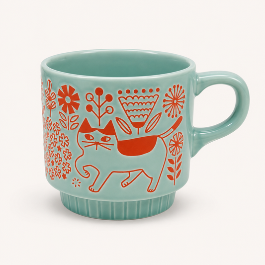 Flower Garden Cat Mug | Decole (Japan)