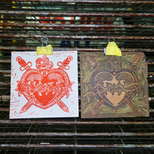 Load image into Gallery viewer, Dagger Heart Linocut Print | Tattoo Flash Series | Luke Martin (MD)
