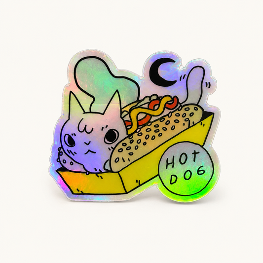 Hot Dog Cat Vinyl Sticker | Deth P. Sun (CA)