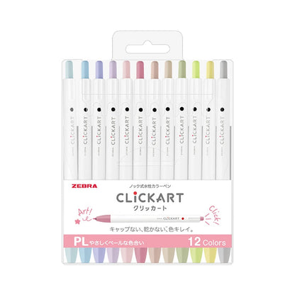 Clickart Pale 12 Marker Set | Zebra (Japan)