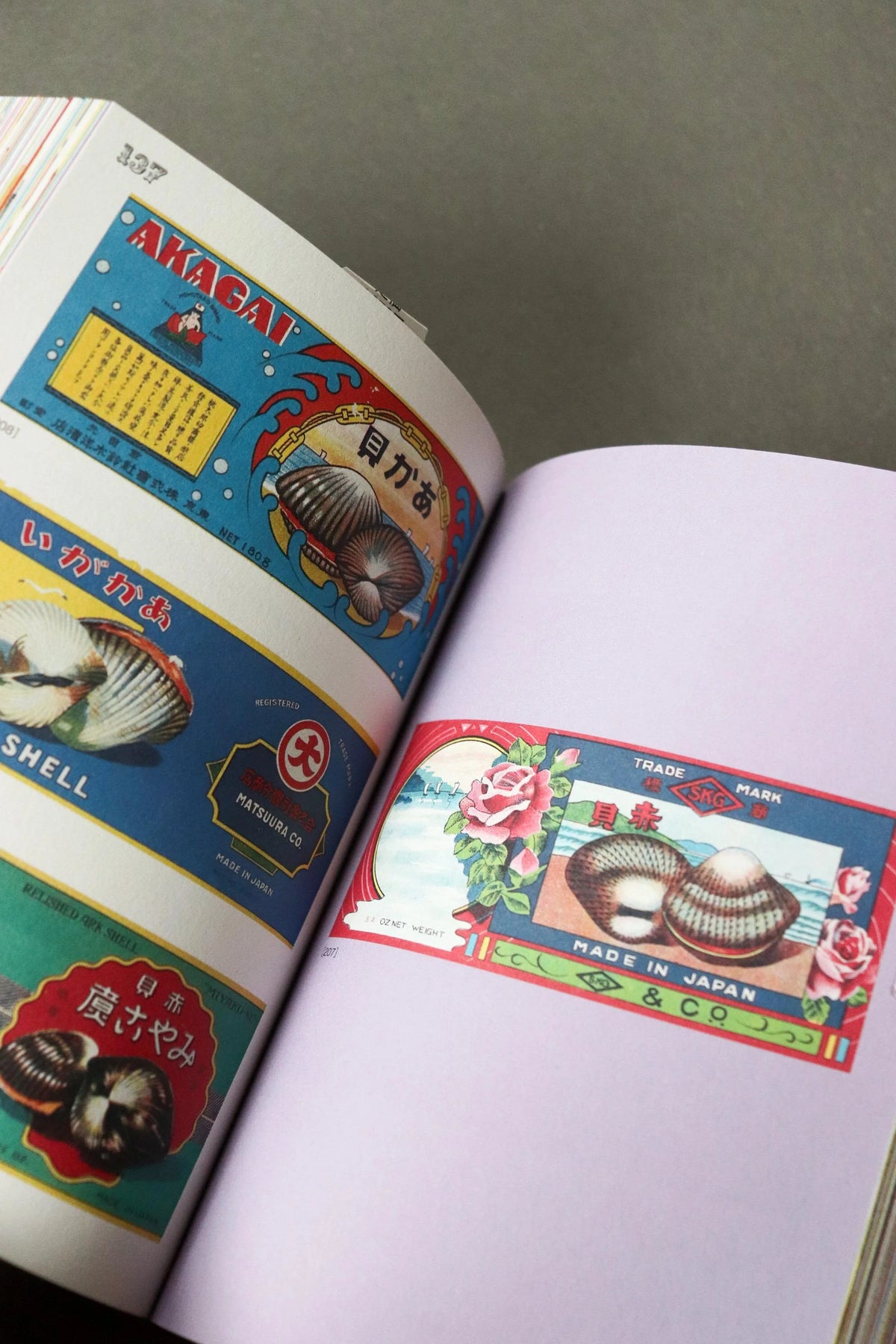 Inside Made in Japan: vintage shellfish and seafood can labels in red, blue and gold