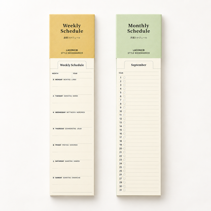Laconic Style Bookmarkers in Weekly Schedule and Monthly Schedule versions