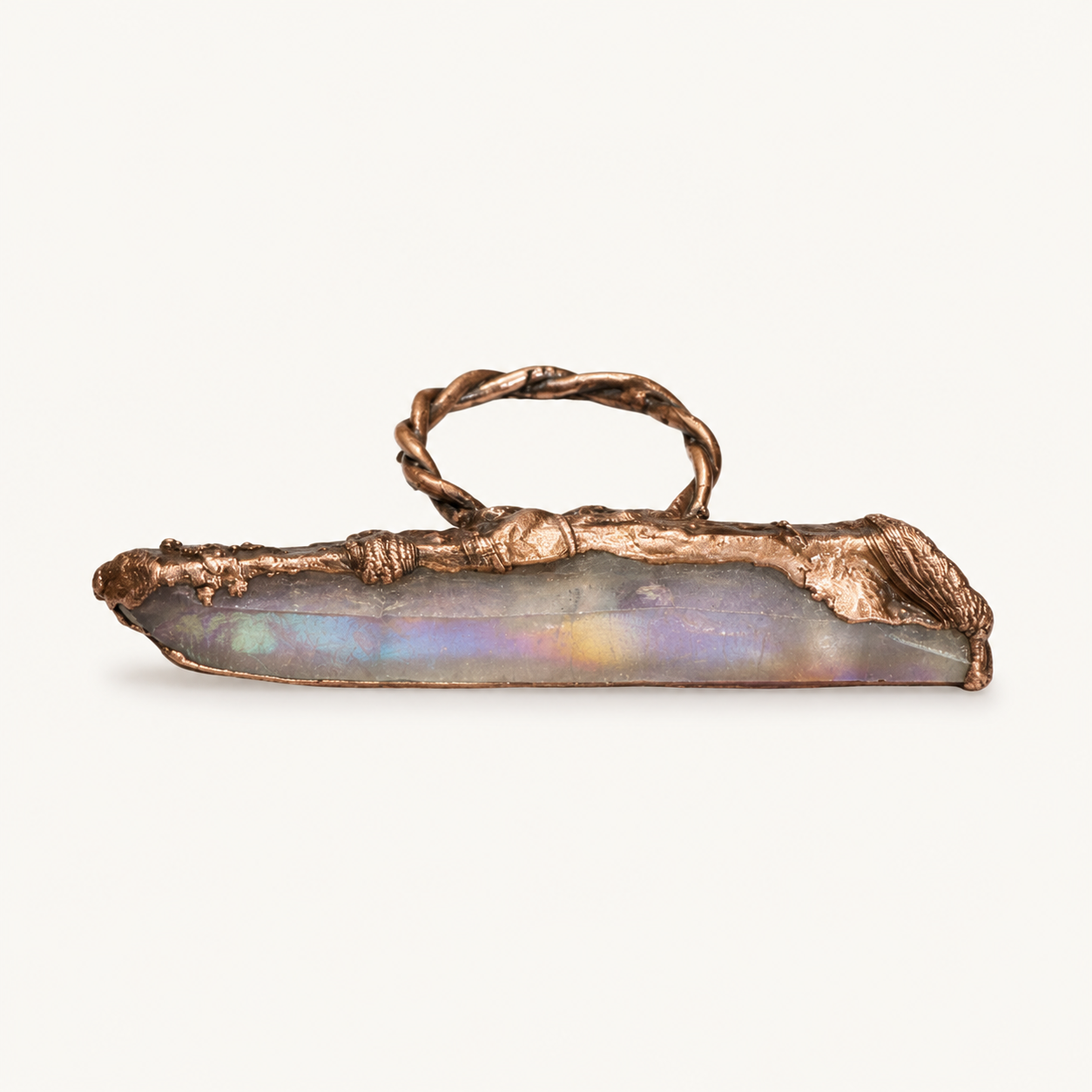Singular Plane Aura Quartz Copper Ring, Size 9 | Shamsy Roomiani (Tx)