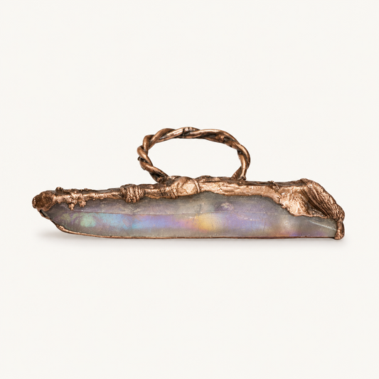 Singular Plane Aura Quartz Copper Ring, Size 9 | Shamsy Roomiani (Tx)