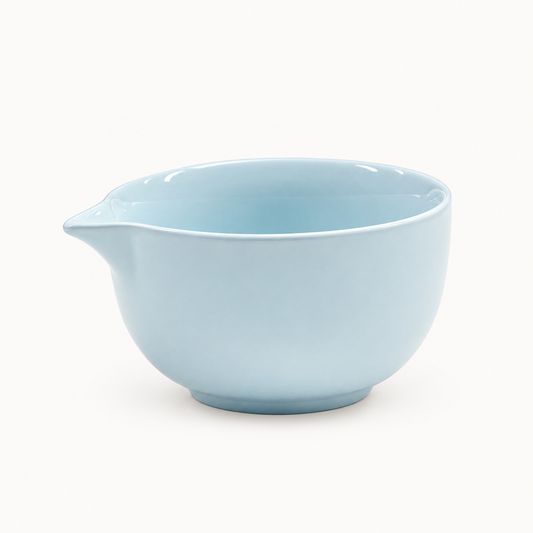 Porcelain Matcha Latte Bowl with Spout | Light Blue