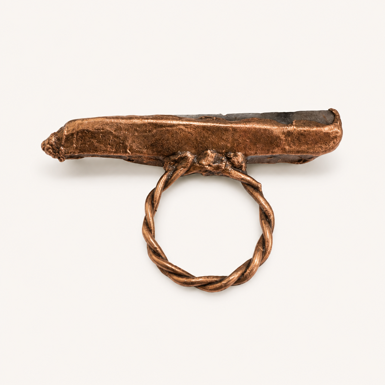 Singular Plane Aura Quartz Copper Ring, Size 9 | Shamsy Roomiani (Tx)