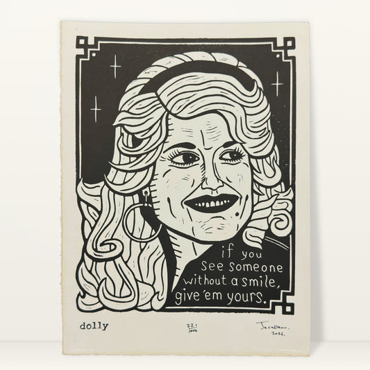 Dolly Linocut Print | Jack Russell (TX)