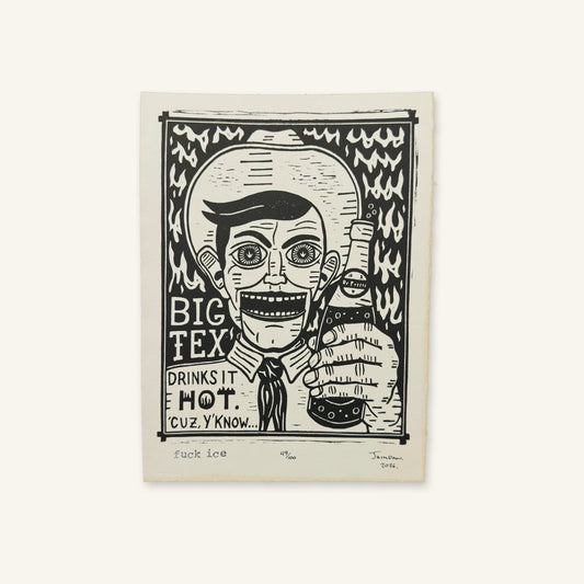 Fuck Ice Linocut Print | Jack Russell (TX)