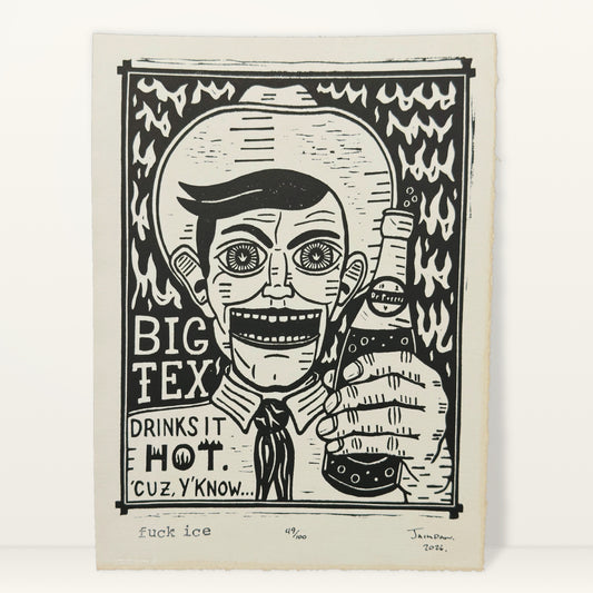 Fuck Ice Linocut Print | Jack Russell (TX)