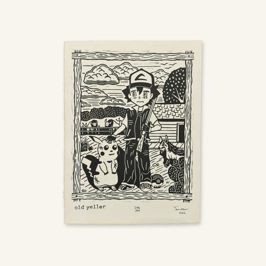 Old Yeller Linocut Print | Jack Russell (TX)