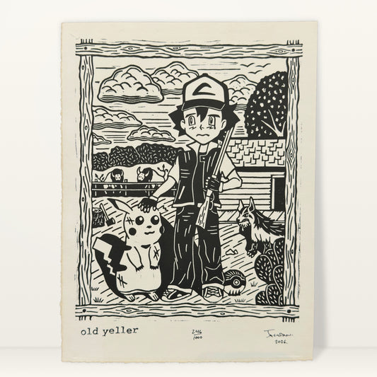 Old Yeller Linocut Print | Jack Russell (TX)