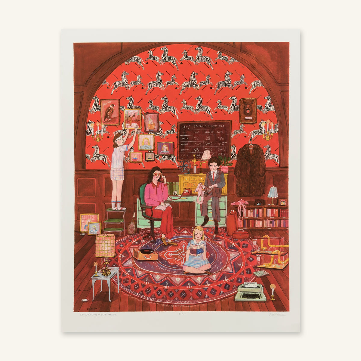 I Always Wanted to Be a Tenenbaum art print by Jill Kittock lying flat, showing the full print and border