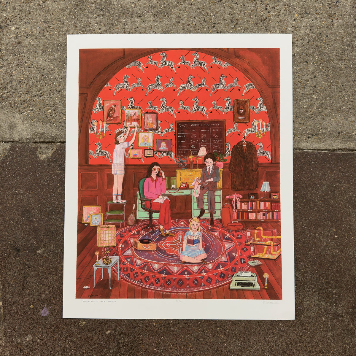 I Always Wanted to Be a Tenenbaum art print by Jill Kittock laid on a concrete floor